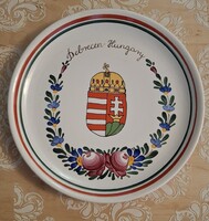 Debrecen hungary hungarian crown hand painted ceramic wall plate 24.5 cm
