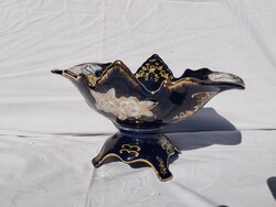Thun 24 ct arany kék porcelán cseh talpas kínáló tál