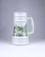 2A172 Jelzett Buda látképes Alföldi porcelán söröskorsó 20 cm