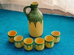 Magyarszombatfai kerámia pálinkás röviditalos készlet retro