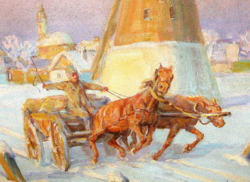 TAVASZI AKCIÓ!  GARANTÁLTAN EREDETI CSODÁS HÓDI GÉZA / 1881-1942/ : LOVAK A HÓBAN