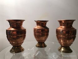 POHÁR - 3 db - RÉZ  - ANGOL - 8 x 5 cm  - RETRO - HIBÁTLAN
