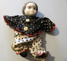 Régi vintage porcelán fejű szemüveges nagymama baba  18 cm