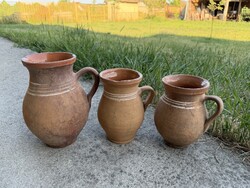 Beautiful set of 3 silk jam heirloom ceramic jars, rural peasant kitchen