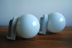 Jelzett bauhaus Engel Károly - EKA 3122-es modell, porcelán fali lámpa, falikar pár 1950-60-as évek