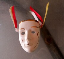Régi antik velencei porcelán karneváli maszk álarc 7,5 cm