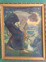 Hidvègi Kàroly felvidèki festő festmènye Losonc  szecessziós art Deco