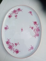Jelzett, számozott, antik Hüttl Tivadar porcelán tálaló tányér, tálca  41,5x30,5 cm