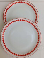 Alföldi piros pettyes porcelán lapos tányérok