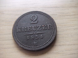 2    Krajcár   1851  ( B )     Ausztria  A képen látható állapotban