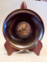 Dobos Gyöngyvér - Iparművészeti bronz falitál, falidísz - 23 cm