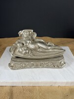 Ritka Vénusz Ámorral ábrázolt art deco nehéz levél nehezék
