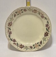 Zsolnay színes virágmintás, aranycsíkos porcelán süteményes tányér (3822)