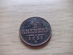 1/2   Krajcár   1851    Ausztria  A képen látható állapotban