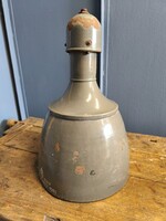 Ipari mennyezeti lámpa, 1960-as évekből, szép olajzöld EKA lámpa, Ipari csarnok zománclámpa eladó