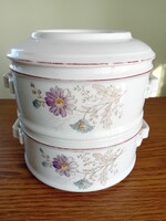 Antik két szintes porcelán komatálas ételhordó