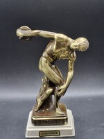 Antik Stílusú Bronz Diszkoszvető Szobor (Mürón után) – Elegáns Talpazaton