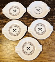 Hollóházi porcelán bányász emlék hamutál