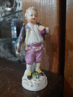 Alt Wien Austria 1860-1870,Kézi Festésű Szőlő Szüretelő Fiú Porcelán Figura.11 cm.