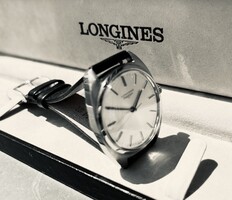 Hibátlan számlapos gyönyörű állapotú órás garanciás Longines gyári doboz 34,5 mm k.n Hirsch új szíj
