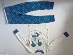 Hosszú ujjú pizsama szett vékony kisfiúnak Disney Mickey egér 122-128   6-8 év krém színű és kék