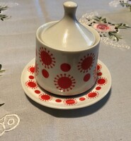 Alföldi napocskás motívumos cukortartó,alátéttel