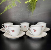 Antik Vintage mini rózsás cseh Bohemia porcelán teás csészék