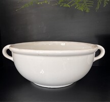 Antik Vintage klasszikus két füles fehér zománcos GRÁNIT dagasztó, keverő, kelesztő tál