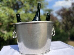 CHAMPAGNE CLUB - Hárompalackos ón pezsgő- és borhűtő, szőlőindás díszítéssel (1960-as évek)