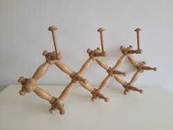 Régi retro népi fa fali fogas akasztó állítható hosszúságú harmonika fogas max. 90 cm