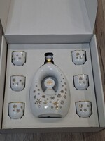 Eredeti Hollóházi Porcelán Pálinkás Szett – Arany Hópehely Dekor (7 részes, ÚJ)