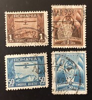 1930 körüli román repülés témájú bélyegek