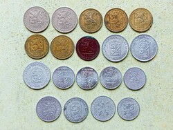 Csehszlovákia 19 db Különböző Érme 3 5 10 20 50 Halierov Haller 1953-1992
