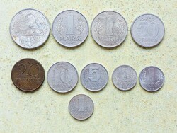 Németország NDK 10 db Különböző Érme 1 5 10 20 50 Pfennig 1 2 Márka 1958-1982