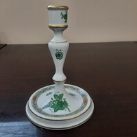 Herendi zöld Apponyi mintás porcelán gyertyatartó