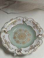 Weimar porcelán áttört peremű 24 K. aranyozott barokk stílusú tál, asztalközép - 25 cm