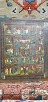 Antik Ünnepi  Pravoszláv Ikon. 16 ünnepet ábrázol. Gyönyörűen megfestve.  .45x53 cm.