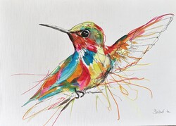 Kolibritánc-Hummingbird  art by Konrad Biro.Kiemelkedő kvalitás ! A4 méret. Akvarell