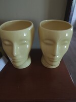 Egy pár nöi fejeteket ábrázoló design porcelán kaspó