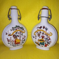 "4 évszak / 2 kulacs ". Susanne Dölker. Porcelán kulacs, csatos palack, pálinkás palack.