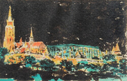 Vintage kép - A Hilton és a Mátyás templom éjjel