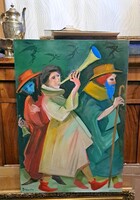 XX.Sz.Magyar festő : Expresszionista karneváli figurák