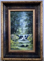 Czinóber - Halk csobogás ( keretezett mérete 25 x 34, olaj, mesés, új keretben