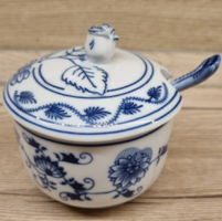 HAGYMAMINTÁS PORCELÁN CUKORTARTÓ,KANÁLLAL