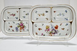 Haas & Czjzek Karlsbad aranyszélű virág mintás porcelán kínáló tálca 2db - 100072