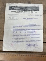-AX447- Linum-Taussig lenfonó szövőipar 1933 Kunszentmárton tűzoltó levél papírrégiség dokumentum