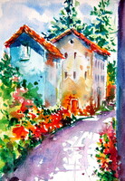 Kovács Anna Brigitta: Summer atmosphere III -  watercolor painting - Nyári hangulat III