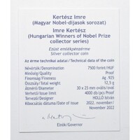Magyarország,7500 forint 2022 PP - Kertész Imre - Certifikáció