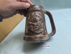 A1774 Dorogi szénbányászat 1781-1981 kerámia korsó 14 cm