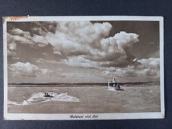 Régi képeslap Balatoni vizi élet - Nyaraljunk a Balatonon! 1938 Tihany pecséttel